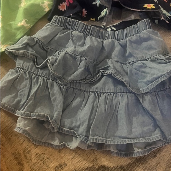 Set of Three Girls' Skirts - Green, Blue, and Floral - Picture 4 of 4